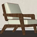 Modern Accent Chair With Walnut Wooden Frame And White Cushion Design