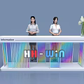 Modern Exhibition Reception Desk With Information Sign Staff And HH win Flower Vase