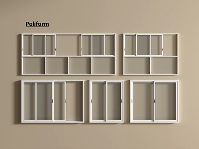 Poliform White Open Wall Shelves And Closed Cabinets On Beige Wall 3d model