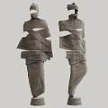 Modern Textured Decorative Ornament Set With Wrapped Fabric And Geometric Shapes For Interior Decor