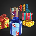 Colorful Decorative Ornament Set With Festive Gift Boxes Bows And Patterns
