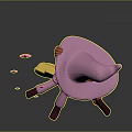 Pink Witch Character Flying On Broomstick With Stars And Geometric Shapes