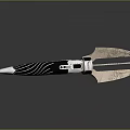 Modern Silver And Black Weapon With Forked Blades And Striped Handle Design 3d model