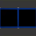 Modern Blue Storage Cabinet With Black Top Metal Frame And Wheels