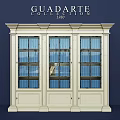 Vintage White Three Door Bookcase Filled With Blue Books From 1900 Classic Design
