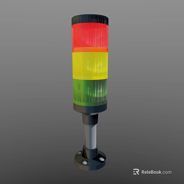 Industrial Signal Tower Light With Red Yellow Green Layers And Stable Base 3d model 