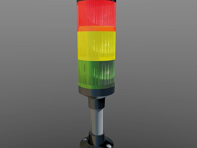 Industrial Signal Tower Light With Red Yellow Green Layers And Stable Base 3d model