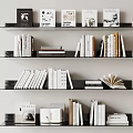 Stylish Bookshelf Display With Diverse Books Magazines Varied Sizes And Open Pages