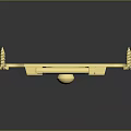 Golden Metal Component With Symmetrical Design Central Circular Protrusion And Screws
