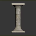 Classical Stone Column With Textured Surface Square Base And Flat Top 3d model