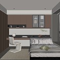 Modern Italian Tatami Bedroom Modern Tatami Tatami Bedroom Desk Bed Carpet 3d model