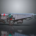Futuristic Sci Fi Weapon With Mechanical Metal Design Red Accents And Glowing Green Component