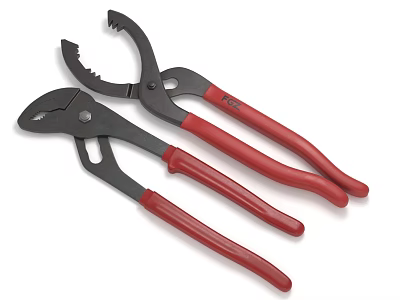 Two Piece Hardware Pliers Set With Red Handles And Black Metal Bodies 3d model