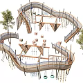 Outdoor Playground Equipment With Climbing Structures Swings Nets And Trees For Kids