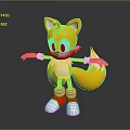 Yellow Fox Game Character With Two Tails White Gloves And Red Shoes