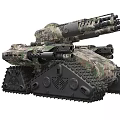 Military Tank with Dual Cannons Camouflage Pattern Heavy Duty Tracks and Multi Turret Design
