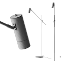 Minimalist Floor Lamp with Adjustable Metal Arm and White Cylindrical Base Design