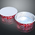 Aluminum Foil Food Container Set With Red Pattern And White Lid Design