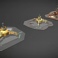 Yellow Industrial Robotic Machinery With Multi Jointed Arms And Metal Structure