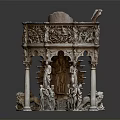 Classical European Architecture Model With Intricate Carvings Ornate Columns And Statues