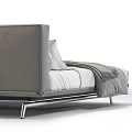 Modern Double Bed With Leather Headboard Gray Bedding And Side Table