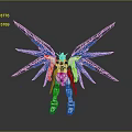 Striking Mecha Robot Character Standing With Blue Wings White Body And Red Accents