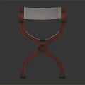 Antique Red Wooden Chair With Curved Frame Leather Seat And Brass Casters