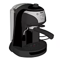Modern Black Silver Espresso Coffee Machine With Transparent Tank And Control Panel For Home