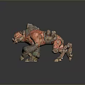 Armored Mechanical Creature With Red Green Details In Sci Fi Fantasy Design