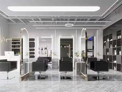 Luxury Modern Beauty Hair Salon Interior Design With Professional Styling Stations And Bright Soft Lighting 3d model