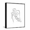 Minimalist Line Art Of Embracing Figures In Black And White Framed Wall Decor