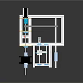 Multi Layer Industrial Equipment With White Frame Black Base And Blue Components