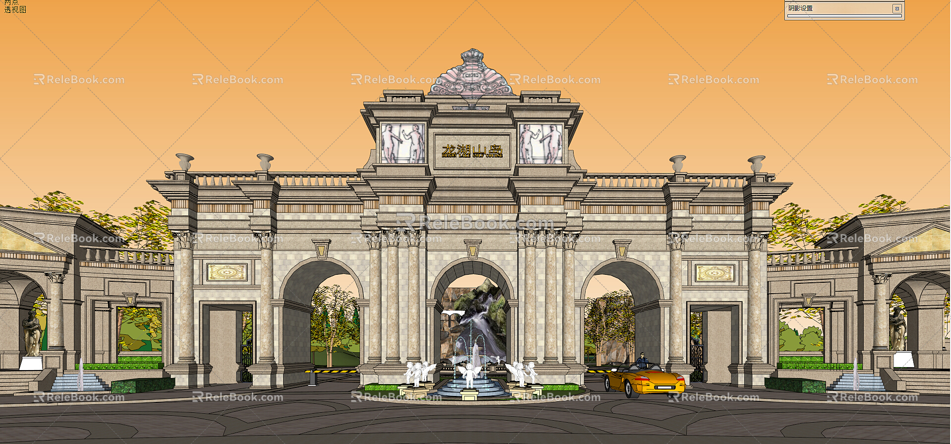 European-style gate Neo-classical park entrance gate 3d model