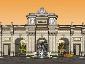 European-style gate Neo-classical park entrance gate 3d model