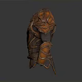 3D Rendered Medieval Body Armor With Metallic Orange Brown Luster Intricate Shoulder Design
