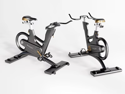 Modern Black Exercise Bikes With Stable Base For Home Gym Fitness Training 3d model