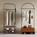 Modern Metal Clothes Rack With Hanging Clothes Shoes Bag And Storage Shelves