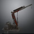 Red Industrial Crane Machinery With Metal Structure Base And Hook