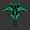 Futuristic Green And Black Aerospace Spacecraft With Sharp Wings And Glowing Details