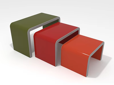 Colorful Modern Stools In Green Red Orange With Geometric Design And Sleek Look 3d model