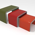 Colorful Modern Stools In Green Red Orange With Geometric Design And Sleek Look