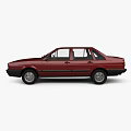 Red Volkswagen Classic Sedan Car With Black Trim And Chrome Details