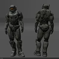 Detailed Sci-Fi Armored Game and Movie Character Design With Front Back Full Body Views