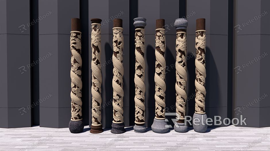 Chinese-style pillar decoration column model