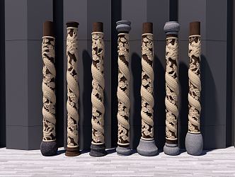 Chinese-style pillar decoration column 3d model