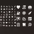 White Medical Icon Pendant Collection Featuring Various Healthcare Symbols On Dark Background