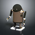 Mechanical Robot Model Featuring Black Head Brown Body Orange Joints And White Base