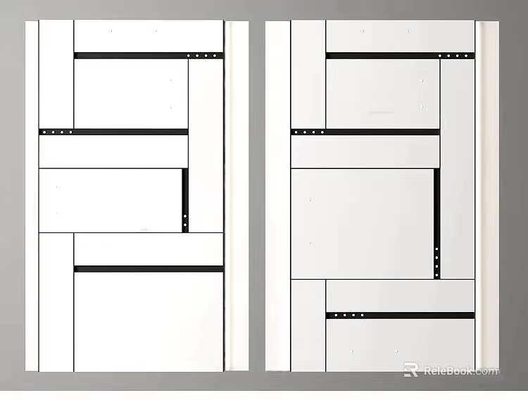 Modern Geometric Ceiling Design With Black Linear Patterns And White Panels 3d model
