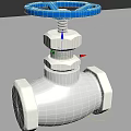 Industrial Pipeline Valve With Blue Handwheel And Silver Metal Body Design