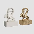 White and Gold Dancer Sculpture Carving Figurine with Base Home Decor Art Piece